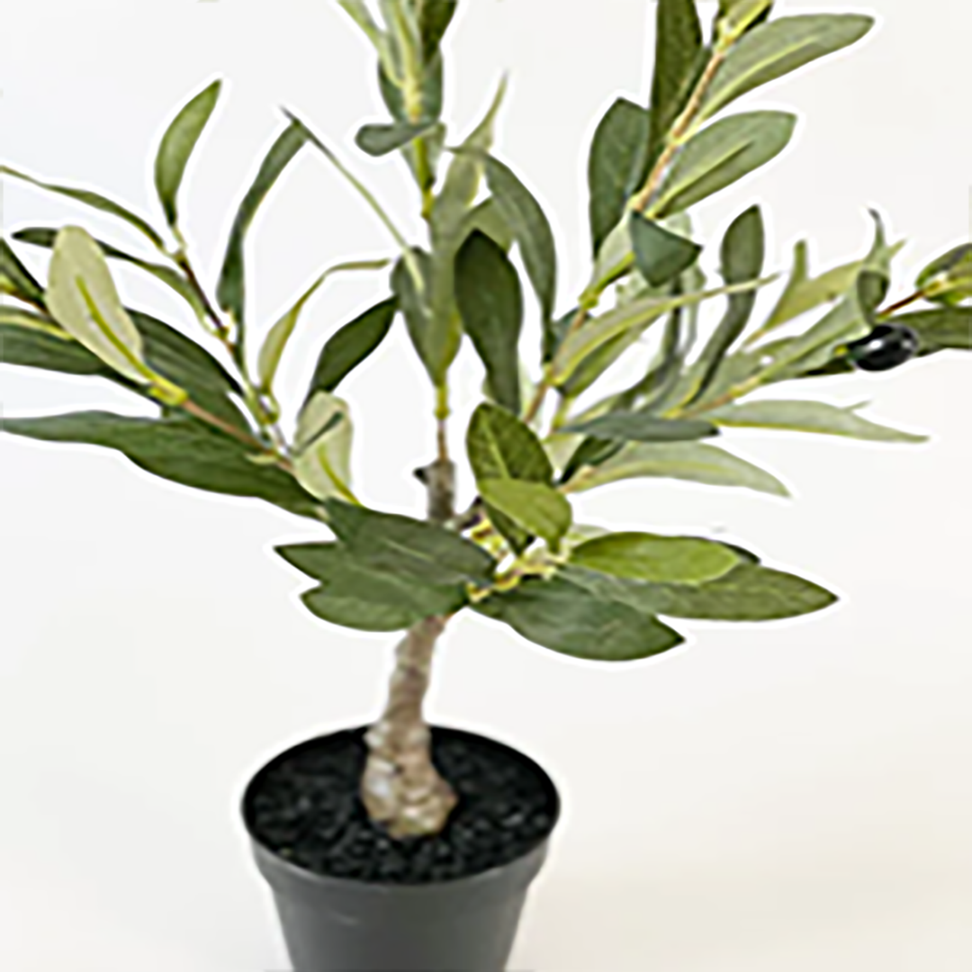 Urban Treasures Table Top Olive Tree – Realistic Faux Foliage, Small (15″) or Medium (20″) with Plastic Pot