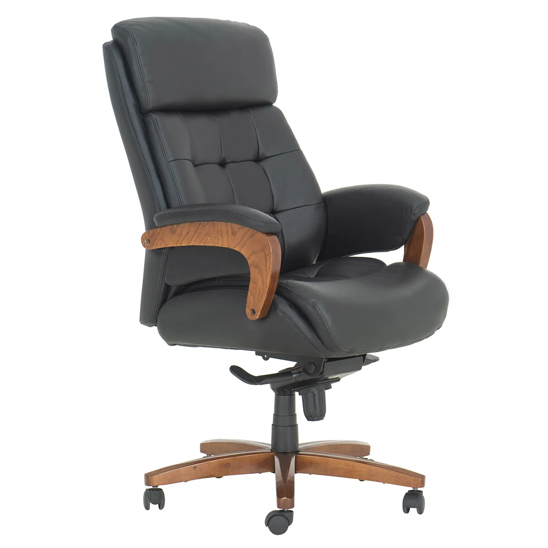 Woodstock, Ontario, appliances, furniture, home decor Tuscany Top Grain Leather High-Back Executive Office Chair – Ergonomic Desk Chair with Adjustable Features and Solid Wood Accents - Nadeems Home