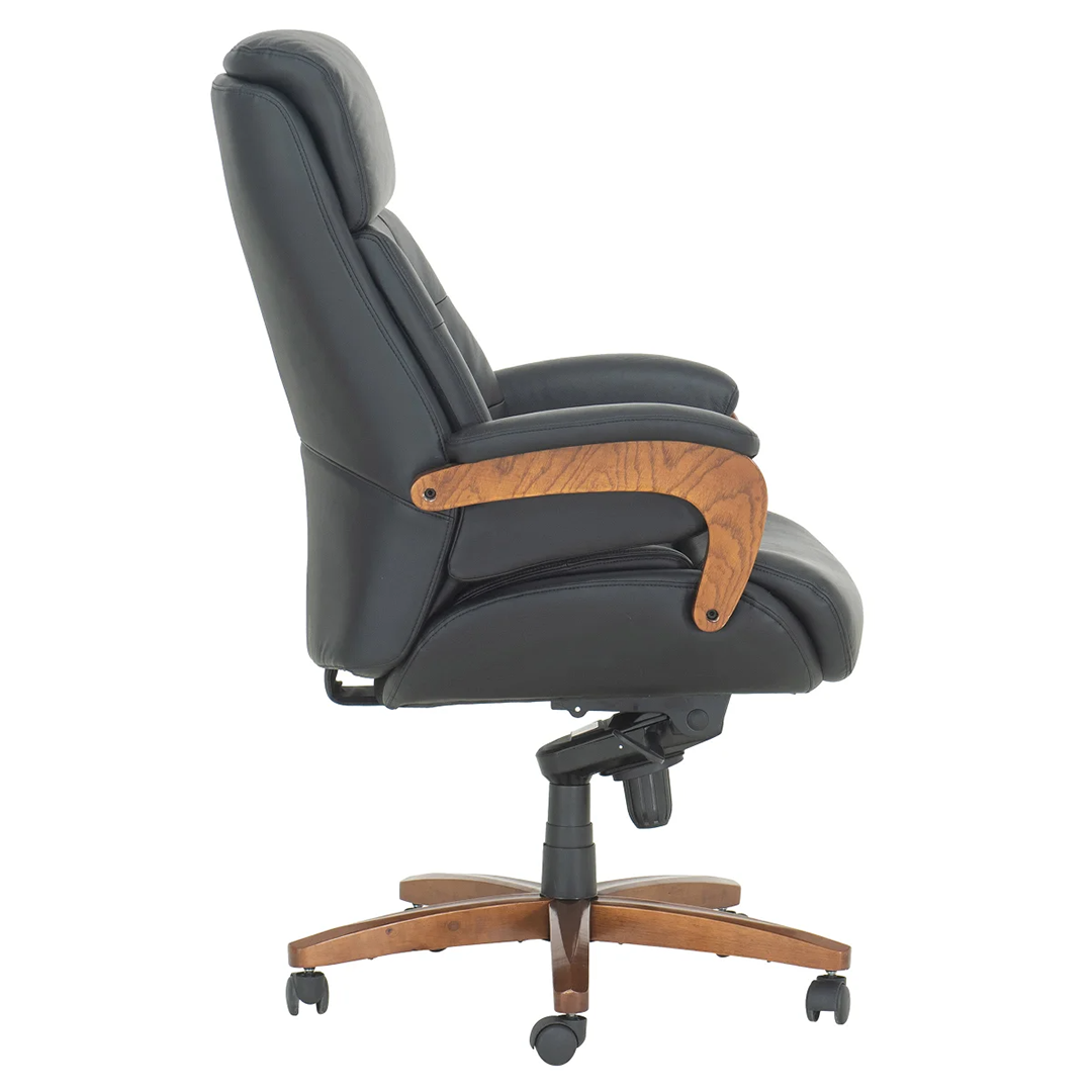Tuscany Top Grain Leather High-Back Executive Office Chair – Ergonomic Desk Chair with Adjustable Features and Solid Wood Accents - Nadeems Home