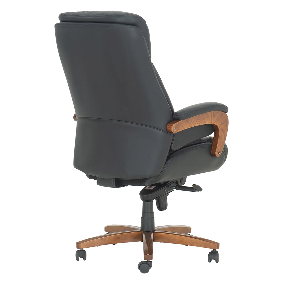 Tuscany Top Grain Leather High-Back Executive Office Chair – Ergonomic Desk Chair with Adjustable Features and Solid Wood Accents - Nadeems Home