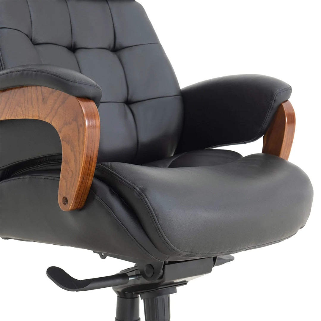 Tuscany Top Grain Leather High-Back Executive Office Chair – Ergonomic Desk Chair with Adjustable Features and Solid Wood Accents - Nadeems Home