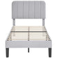 Auxter Upholstered Platform Bed Frame with Adjustable Headboard – No Box Spring Required