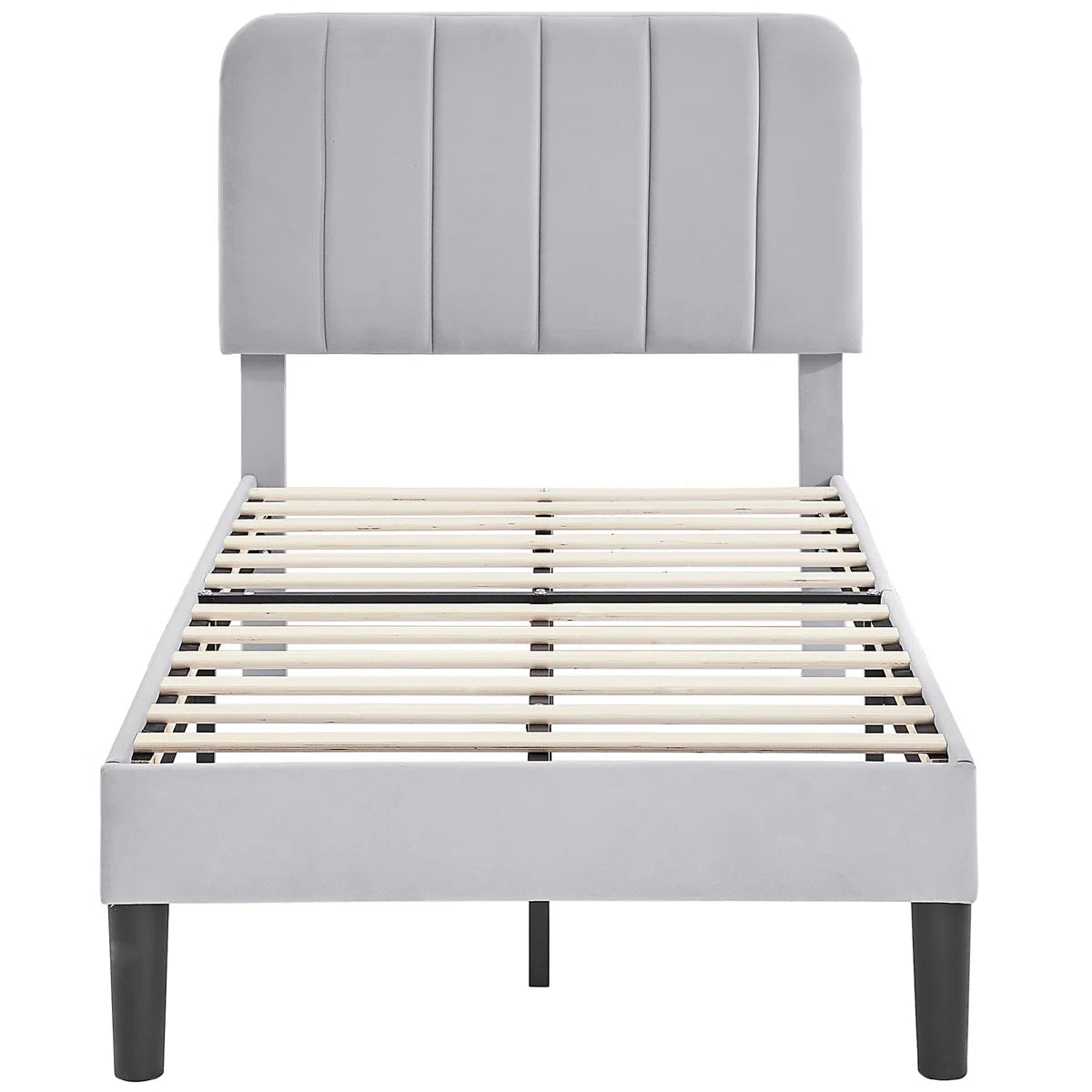 Auxter Upholstered Platform Bed Frame with Adjustable Headboard – No Box Spring Required