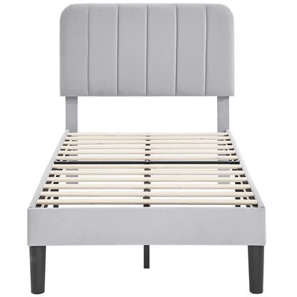 Auxter Upholstered Platform Bed Frame with Adjustable Headboard – No Box Spring Required