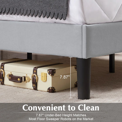 Auxter Upholstered Platform Bed Frame with Adjustable Headboard – No Box Spring Required