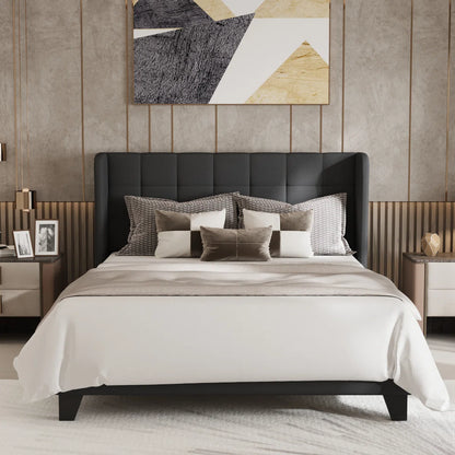 Upholstered Bed with Square Tufting and Wingback – Elegant & Comfortable Bedroom centerpiece