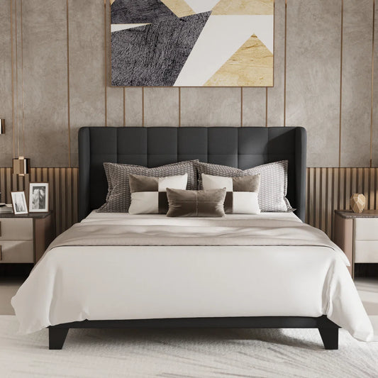 Upholstered Bed with Square Tufting and Wingback – Elegant & Comfortable Bedroom centerpiece