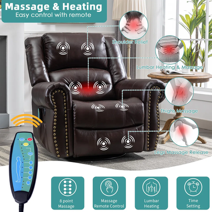 Pacanow 40" Wide Manual Swivel Recliner with Built-In Massager – Comfort & Relaxation in One