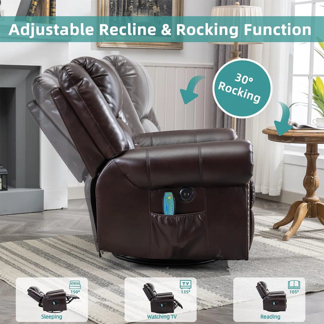 Pacanow 40" Wide Manual Swivel Recliner with Built-In Massager – Comfort & Relaxation in One
