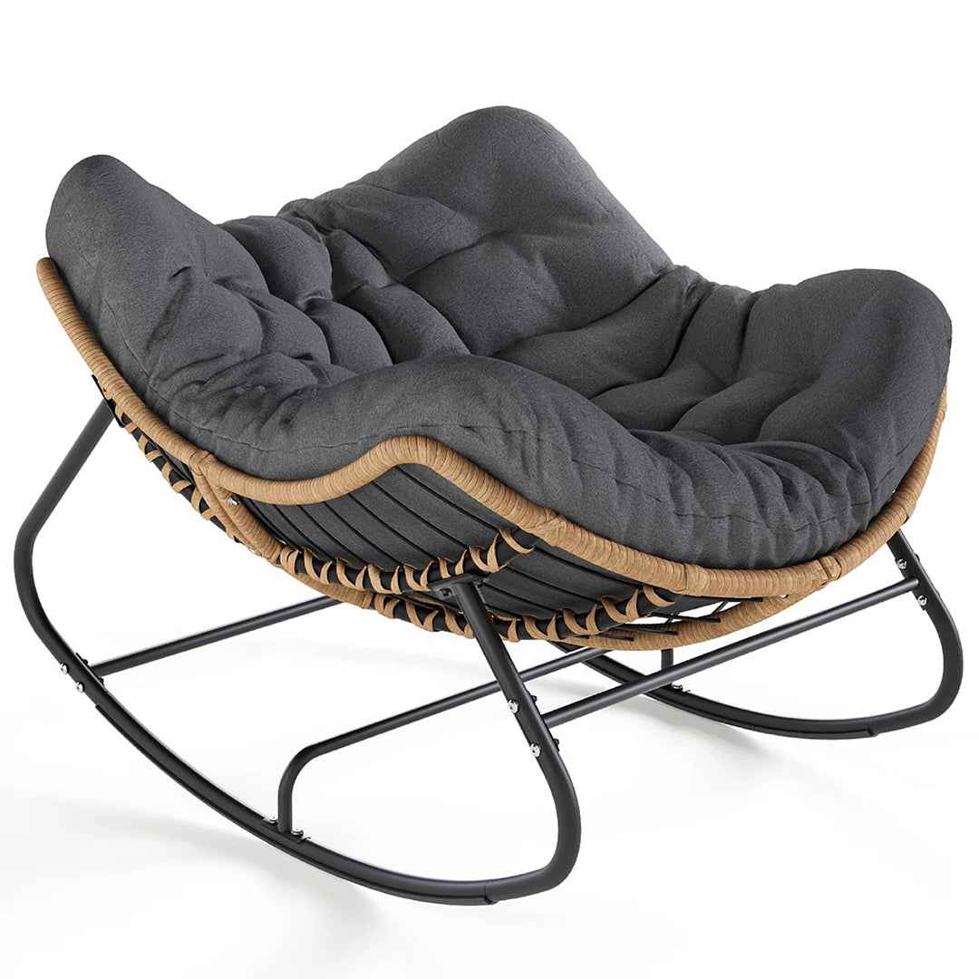 Weixel Oversized PE Wicker Outdoor Rocker Chair with Cushion – Comfortable & Stylish Patio Seating