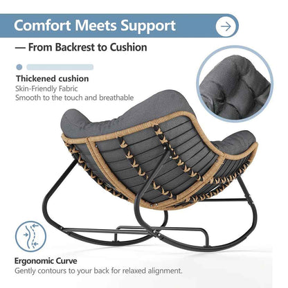 Weixel Oversized PE Wicker Outdoor Rocker Chair with Cushion – Comfortable & Stylish Patio Seating