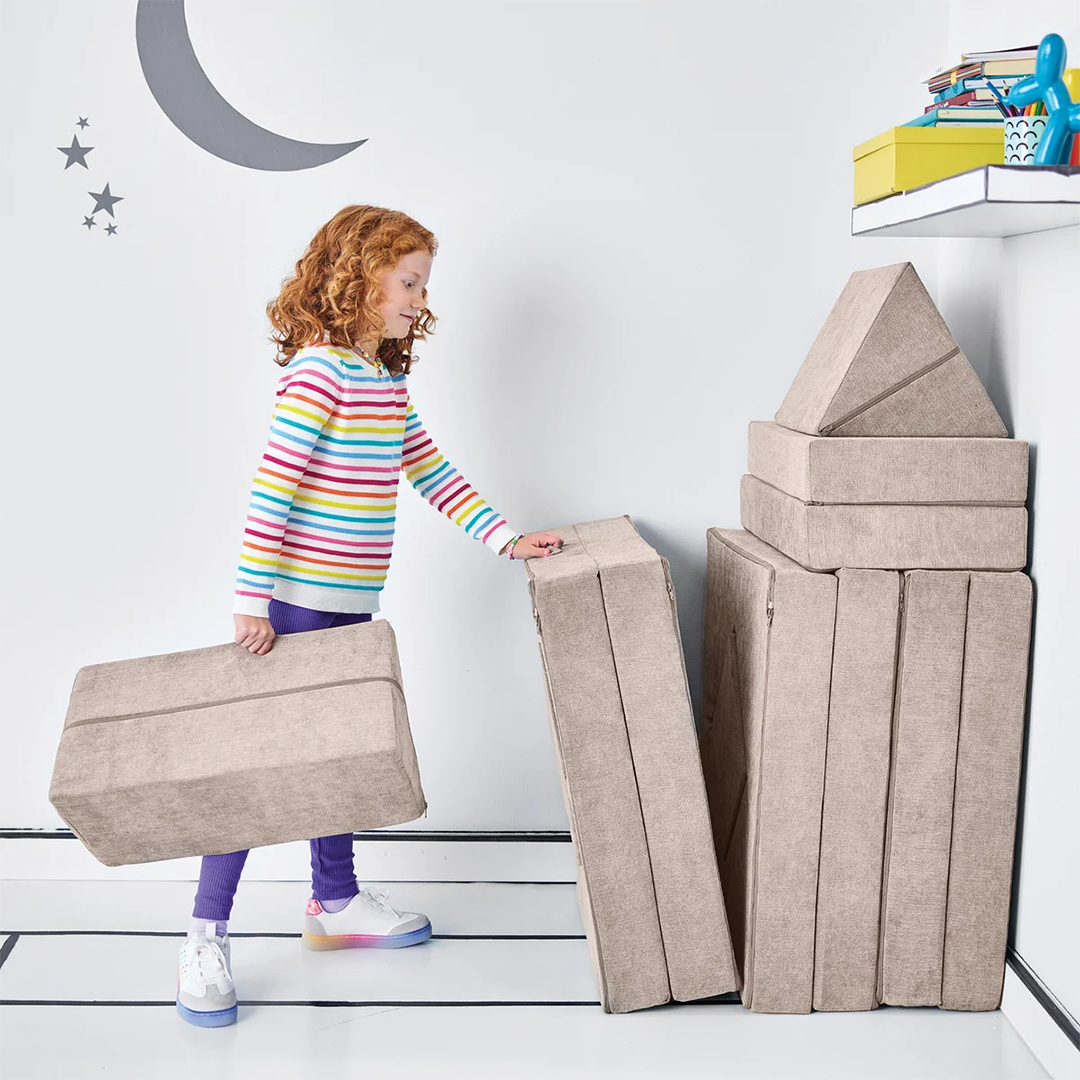 Yourigami 12‑Piece Convertible Play Fort – Modular Foam Cushion Set for Endless Fort Building & Cozy Seating