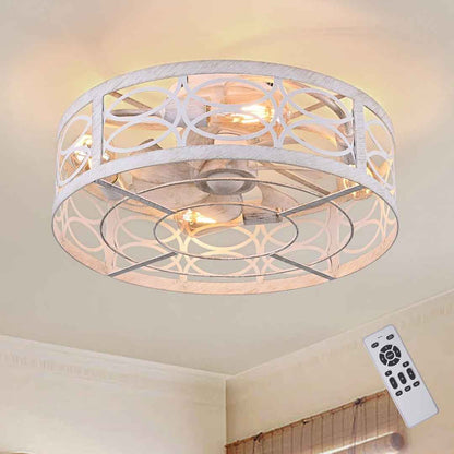 Zailey 18.9" Farmhouse Caged Ceiling Fan with Light & Remote – Rustic Industrial Style