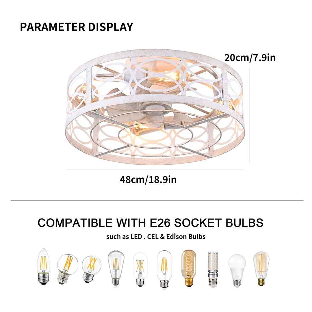 Zailey 18.9" Farmhouse Caged Ceiling Fan with Light & Remote – Rustic Industrial Style