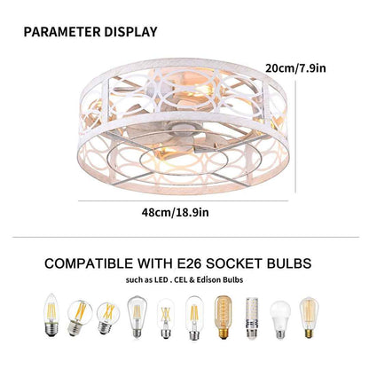Zailey 18.9" Farmhouse Caged Ceiling Fan with Light & Remote – Rustic Industrial Style