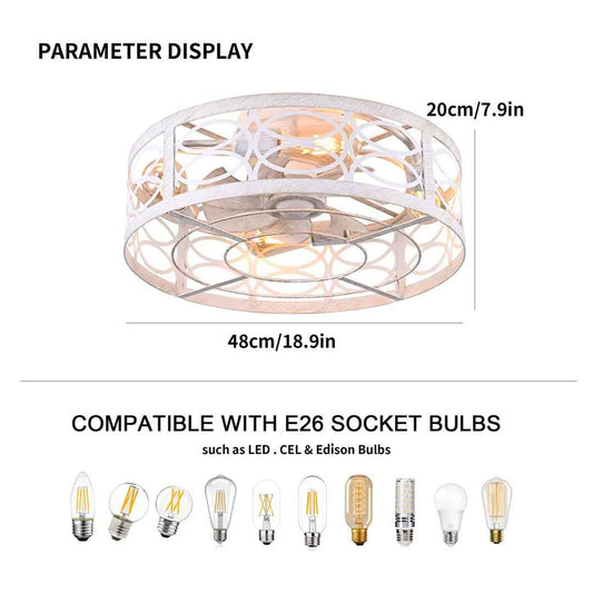 Zailey 18.9" Farmhouse Caged Ceiling Fan with Light & Remote – Rustic Industrial Style