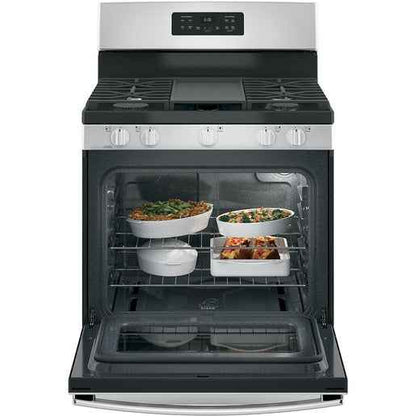 GE 30-Inch Stainless Steel Gas Range with Broil Drawer – Freestanding Oven & Cooktop