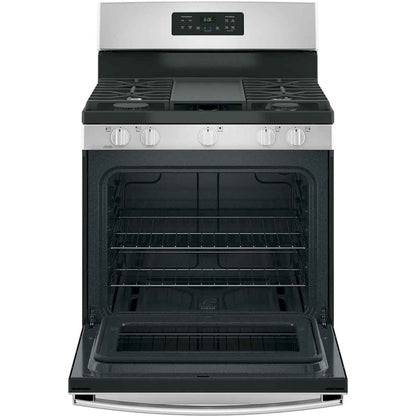 GE 30-Inch Stainless Steel Gas Range with Broil Drawer – Freestanding Oven & Cooktop