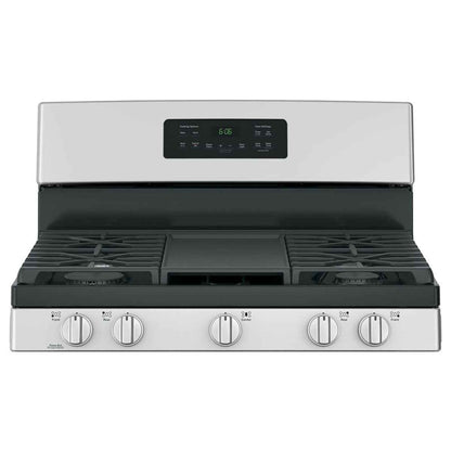 GE 30-Inch Stainless Steel Gas Range with Broil Drawer – Freestanding Oven & Cooktop