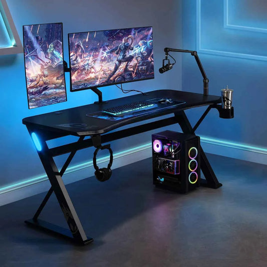 Radius 151.4 cm (59.6 in.) Gaming Desk – Ergonomic Gaming Workstation with Storage
