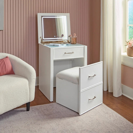 Woodstock, Ontario, appliances, furniture, home decor Odessa Lift-Top Makeup Vanity Table – Modern Dressing Table with Mirror, Hidden Storage & Soft-Close Drawers